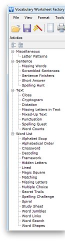 Vocabulary Worksheet Factory Activities