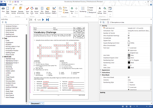 Vocabulary Worksheet Factory - Schoolhouse Technologies
