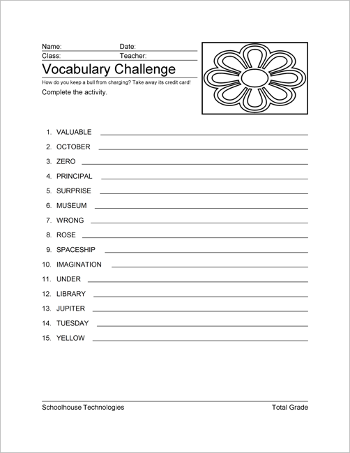 Compare Editions | Vocabulary Worksheet Factory